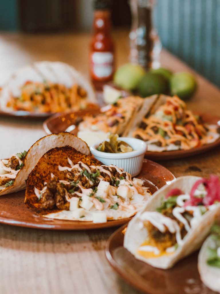 Tacos on a restaurant table